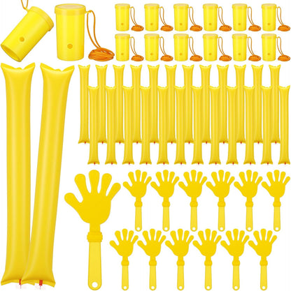 48 Pcs Cheering Noisemakers Set Included 12 Pcs Mini Air Horns Noisemakers 12 Hand Clappers 24 Thunder Sticks for Birthdays Sporting Events (Horn,Blue)