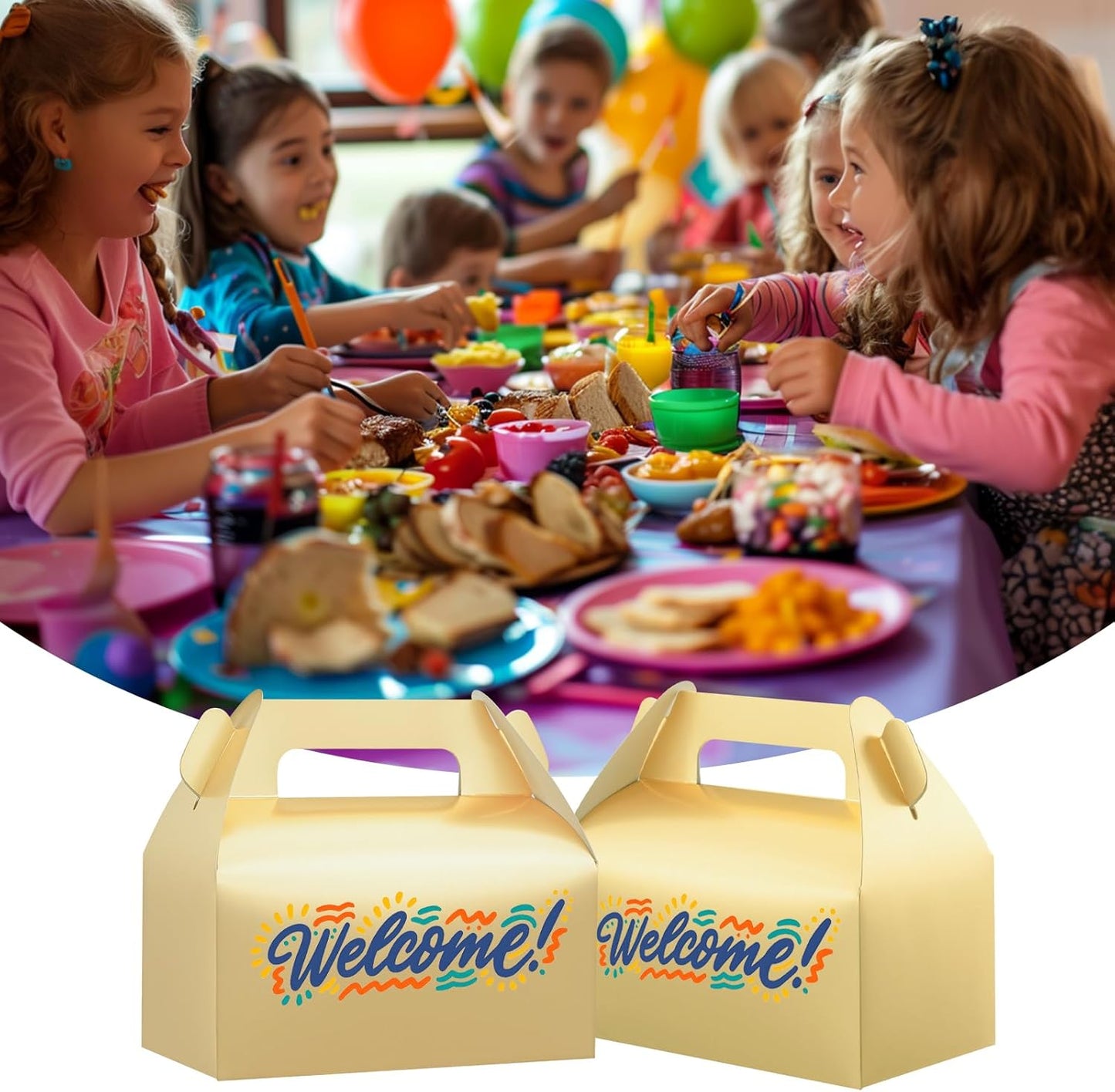 UnicoPak 30 Pack Party Favor Boxes Treat Boxes, White Gable Gift Boxes for Party Favors Goodies Cookies Treats Candies Meals Lunch, 6.5x3.5x3.5 Inches