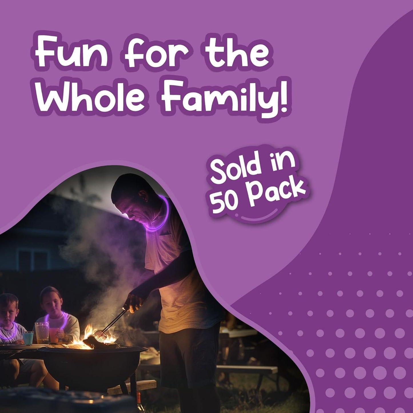 Windy City Novelties 22” Glow Stick Necklaces – 50 Pack for Summer Parties, Camping & July 4th Celebrations (Purple)