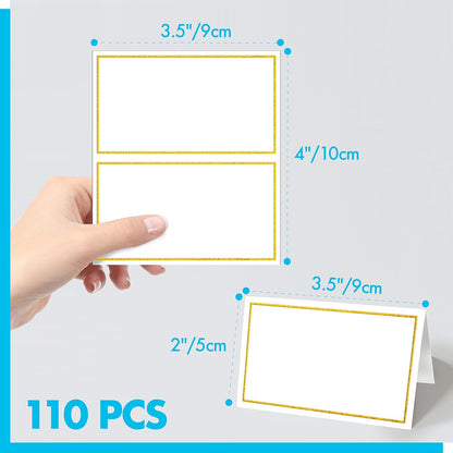 Gethelud 110 PCS Tent Cards, Small Blank Place Cards Delicate Seating Cards Blank Name Cards Escort Cards for Wedding, Table, Dinner Parties, Receptions (Each Measures 2” x 3.5”)
