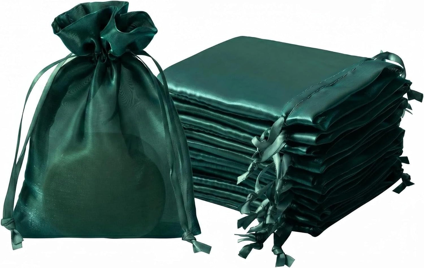 QIANF 20 Pcs Peacock Blue Small Organza Bags 3X4 inch for Wedding Favors with Drawstring, Mini Mesh Gift Bags Jewelry Pouch for Candy Bridal Shower Party Favor Baby Shower Christmas