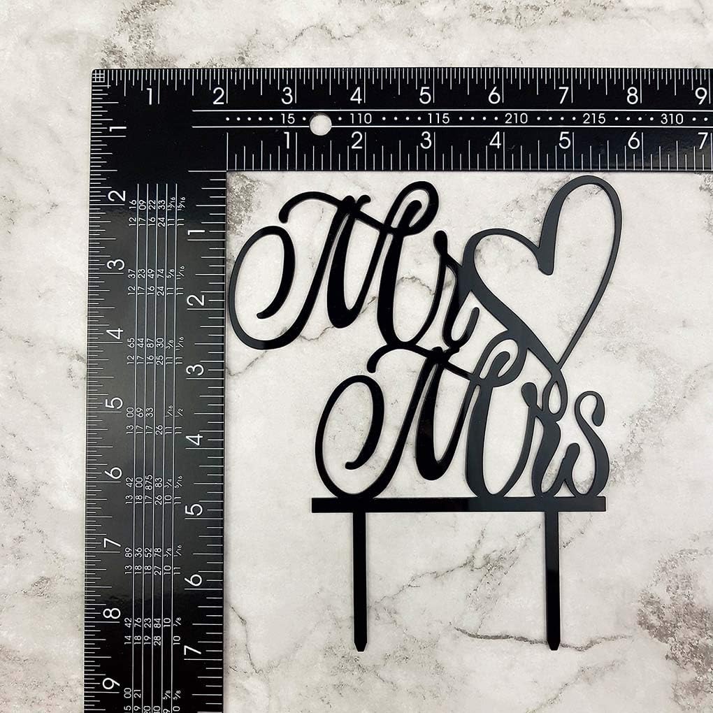Mr and Mrs Cake Topper, Bride and Groom Sign Wedding, Engagement Cake Toppers Decorations (Mirror Gold Acrylic)