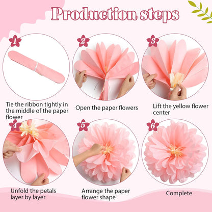 Watersay 12 Pcs 10" 20" Giant Mexican Fiesta Paper Flowers Colorful Tissue Crepe Flowers Pom Poms Craft for Floral Party Backdrop Wedding Birthday Party (Dusty Color)