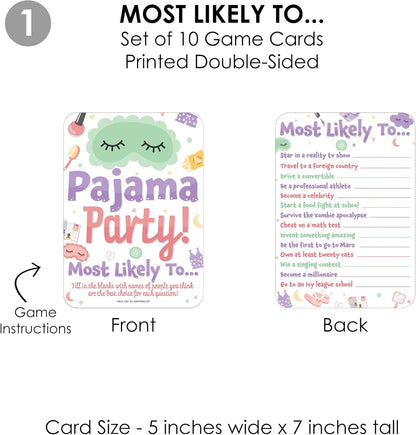 Big Dot of Happiness Pajama Slumber Party - Sleepover Activities & Games for 4 Girls, Birthday Party Group Games, Gamerific Bundle for Kids Parties - 10 Cards