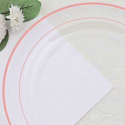 I00000 102 Pieces Gold Plastic Plates, Disposable Party Plates White Gold Rim, 51 Disposable Gold Dinner Plates 10.25 Inch and 51 Disposable Dessert Appetizer Elegant Fancy Wedding Plates 7.5 Inch