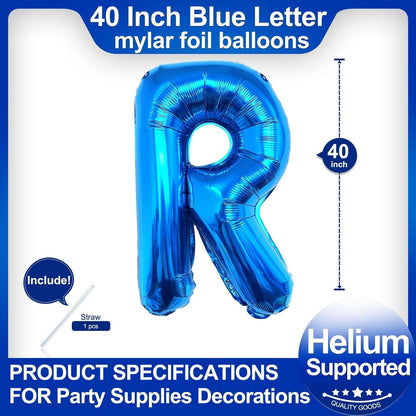 40 Inch Blue Letter A Balloons, DIY Phrase Foil Alphabet Letter A Balloons DIY Word A Banner for Birthday Anniversary Celebration Graduation Party Supplies Decoration