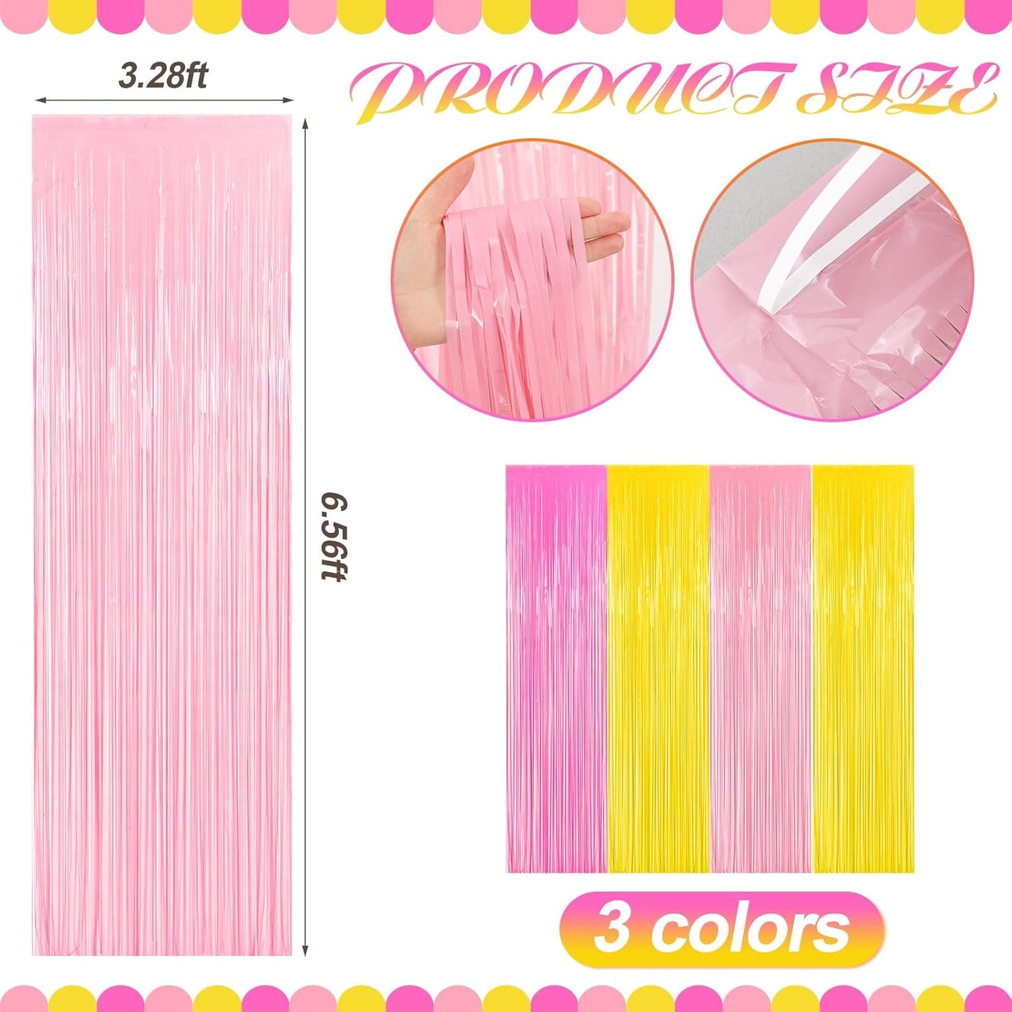 Frienda 4Pcs Sunset Party Decorations 6.6Ft Fringe Curtains Party Decorations Pink and Orange Backdrop Curtains for Sunset Autumn Thanksgiving Bridal Wedding Graduation Backdrop Decor