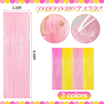 Frienda 4Pcs Sunset Party Decorations 6.6Ft Fringe Curtains Party Decorations Pink and Orange Backdrop Curtains for Sunset Autumn Thanksgiving Bridal Wedding Graduation Backdrop Decor