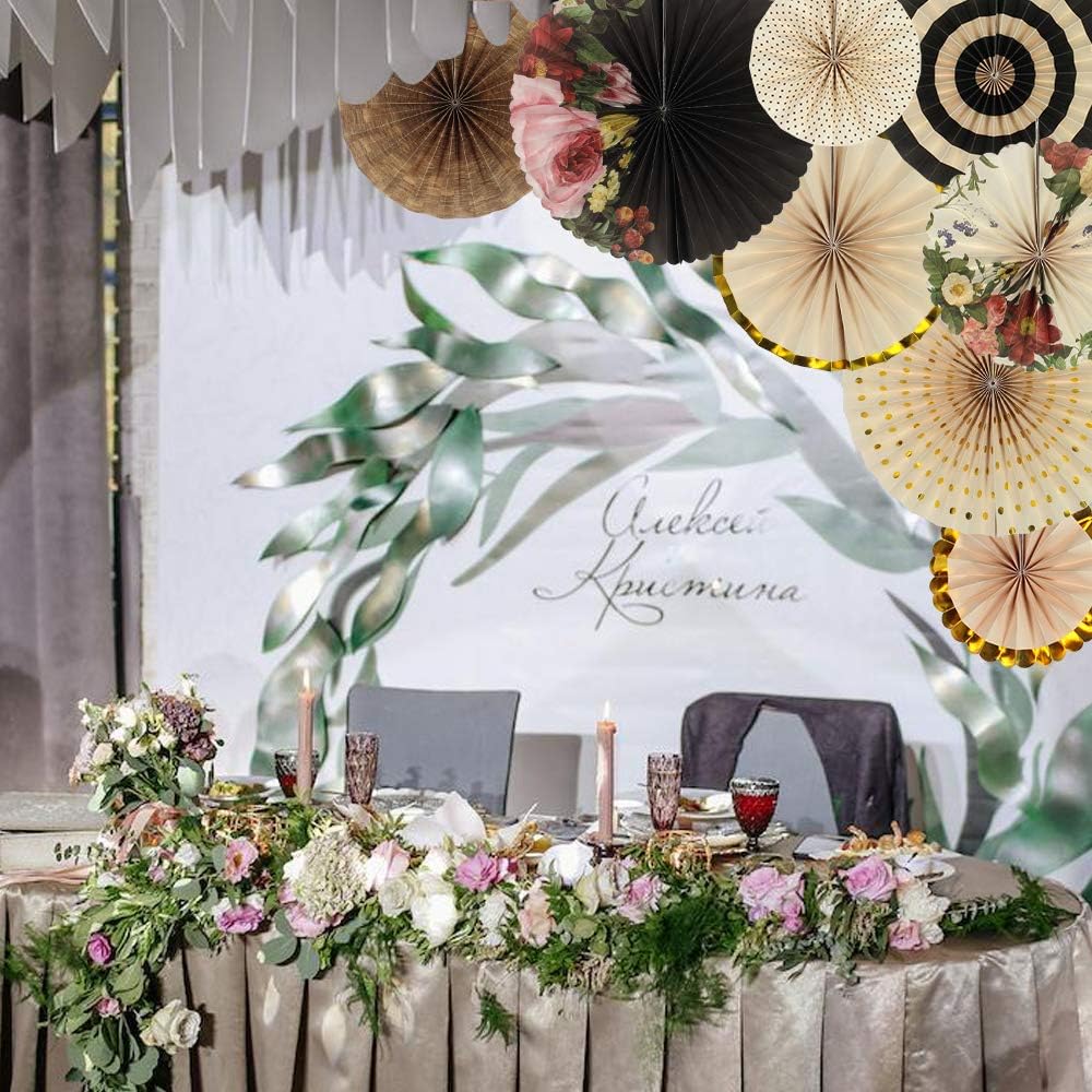 Party Hanging Paper Fans Decoration Set for Wedding Birthday Party Mother's Day Round Events Accessories Set of 8