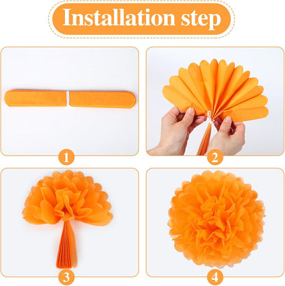 BestoFun 16 PCS Sage Green Party Decorations Tissue Paper Flowers Christmas Party Decors Hanging Pom Poms Decorations for Xmas New Year Winter Holiday Decorations