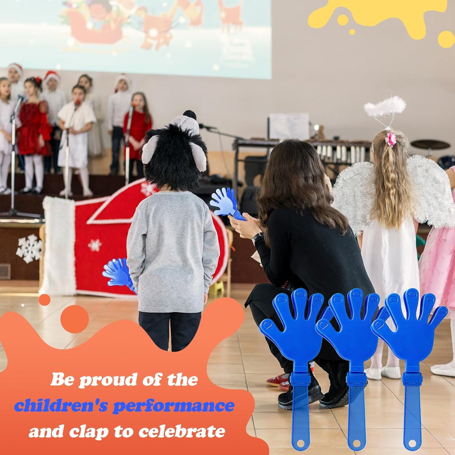 Sratte 80 Pcs 7.5 Inch Hand Clappers Noisemakers Bulk Clappers Noisemakers Party Favors Mini Hand Soundboard Plastic Noise Makers for Sporting Event Fiesta Birthday Reward Cheer Supplies (Multicolor)
