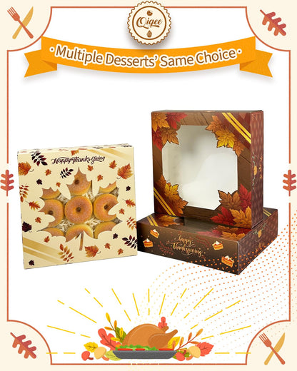qiqee 8x8x2.5 Inch White Pastry Box With Window Donut Pie Boxes 12pcs Bakery Box (Auto-pop Up)