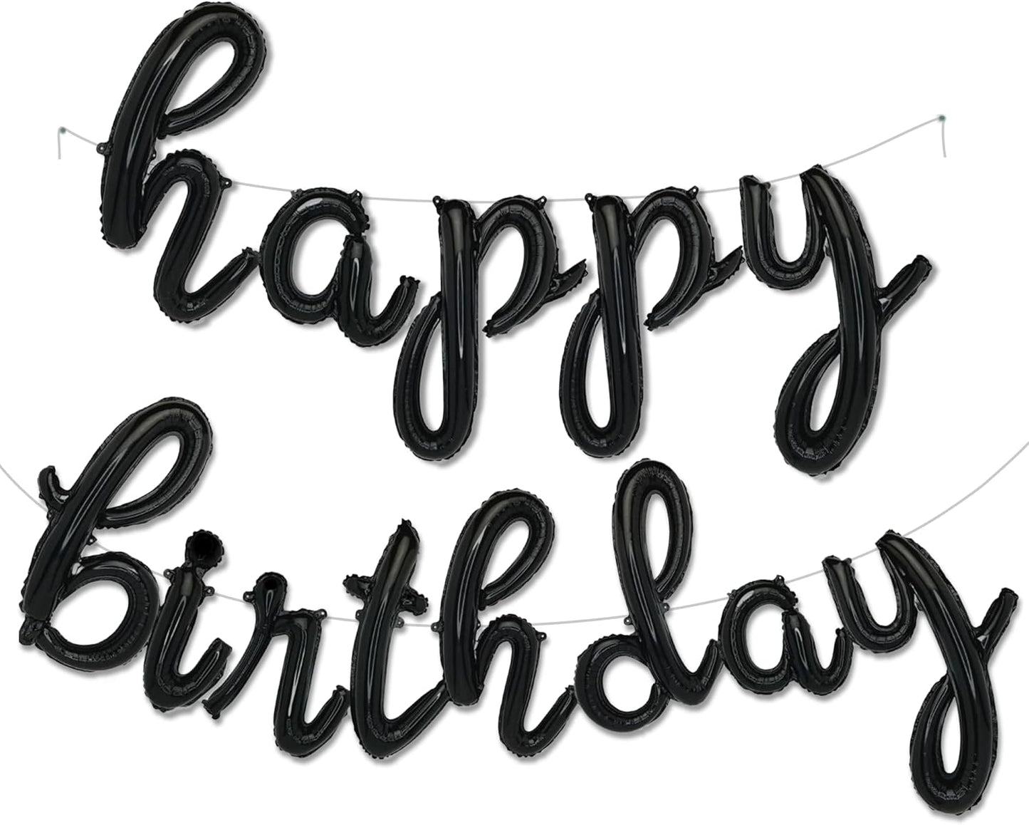 Gold Happy Birthday Balloons Banner | Script/Cursive Gold Letter Balloon Sign for Birthday Party Decor/Decoration | Foil Mylar Happy Birthday Banner