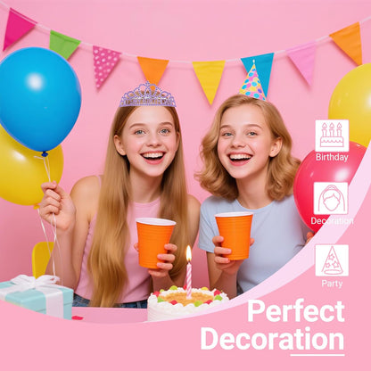 Birthday Tiara and Crown with Sash, Birthday Tiara for Women Party Silver