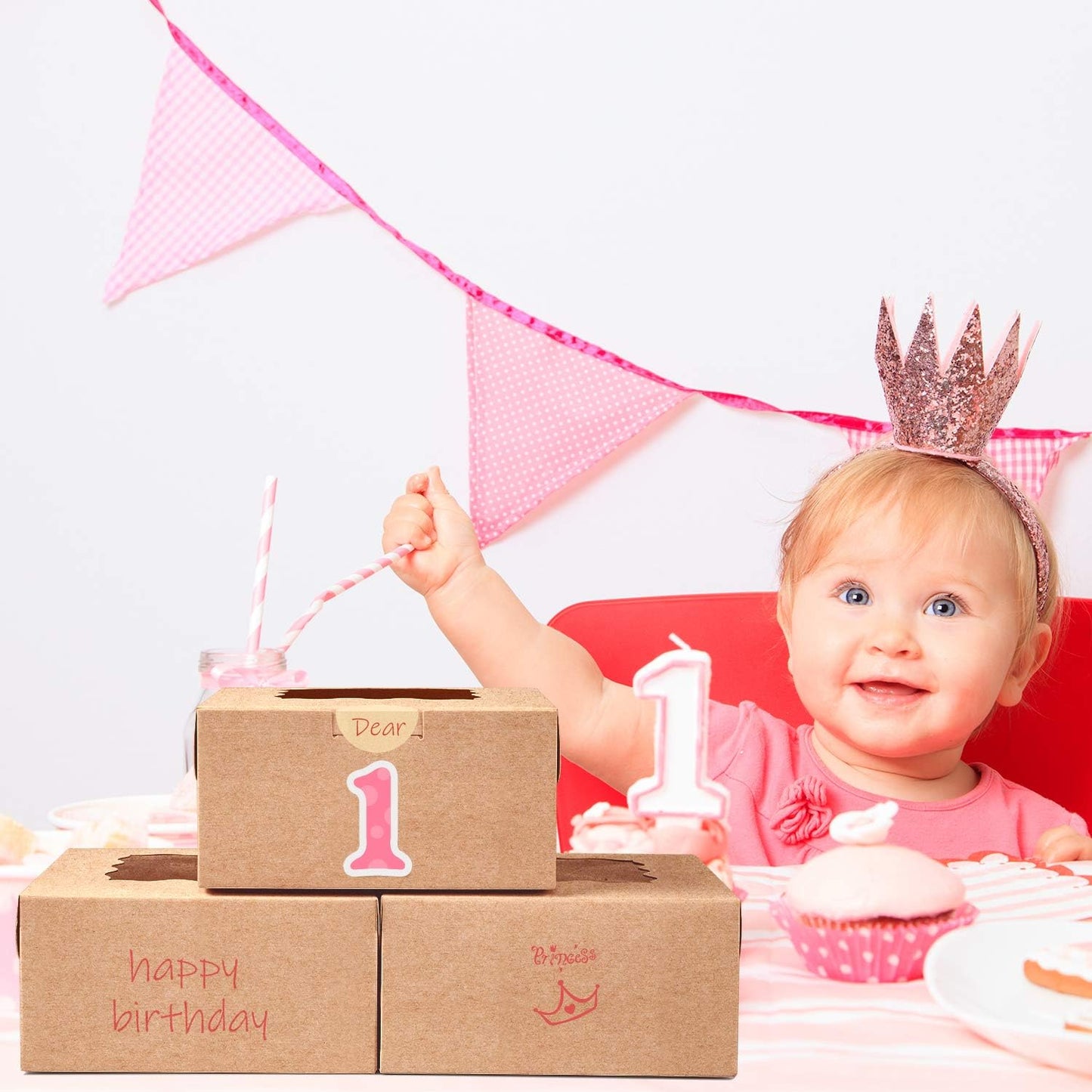 Moretoes 15pcs Cookie Boxes with Window, 6x6x3in Brown Bakery Boxes for Treats, Small Cake, Desserts, Donuts, Pastry