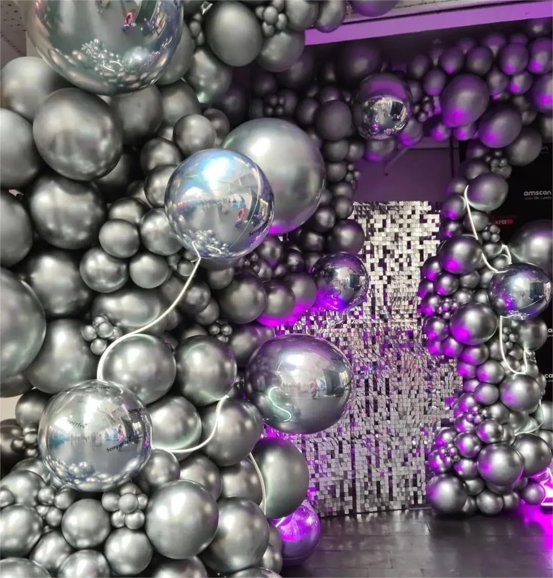 Party Balloons 12inch 50 Pcs Latex Confetti Balloons Birthday Balloons Party Decoration Wedding Baby Shower Christmas Party-Confetti Silver