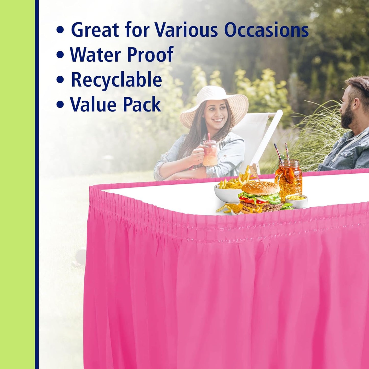 Party Dimensions Plastic Table Skirt, 29-Inches by 14-Feet - White - 6 Pack