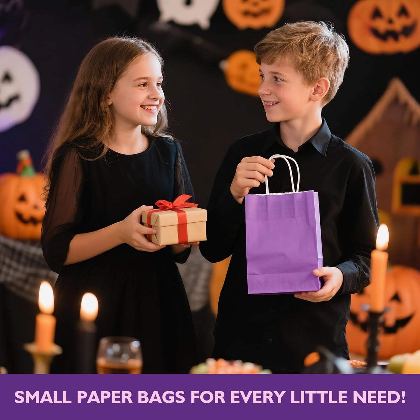32 Pack Paper Gift Bags with Handles, 5.8"×3.2"×8.25" Party Favor Bags, Gift Bags, Small Gift Bags with Handles, Party Bags, Small Goodie Bags Bulk for Birthday, Crafts, Wedding, Party Supplies (8 Colors)