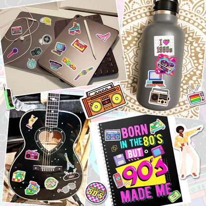 QTL Neon Stickers for Teens & Students Prizes, Waterproof Vinyl Party Favor Stickers, School Rewards, Water Bottle and Laptop, 50PCS - Colors A