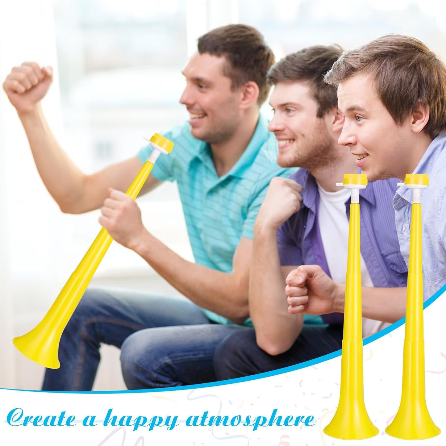 2 Pcs Stadium Horn for Adult, 21 Inch Vuvuzela Plastic Collapsible Cheering Trumpets for Sporting Events Football Carnival Party (Blue)