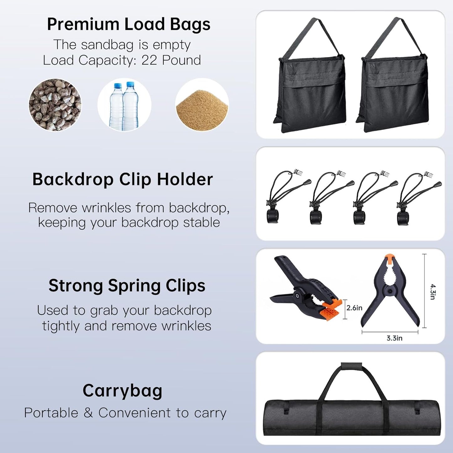 BEIYANG 6.5x6.5 FT Backdrop Stand, Adjustable Photo Background Stand Support kit with Carry Bag for Parties, Decoration, Wedding, Photo Video Studio Shooting