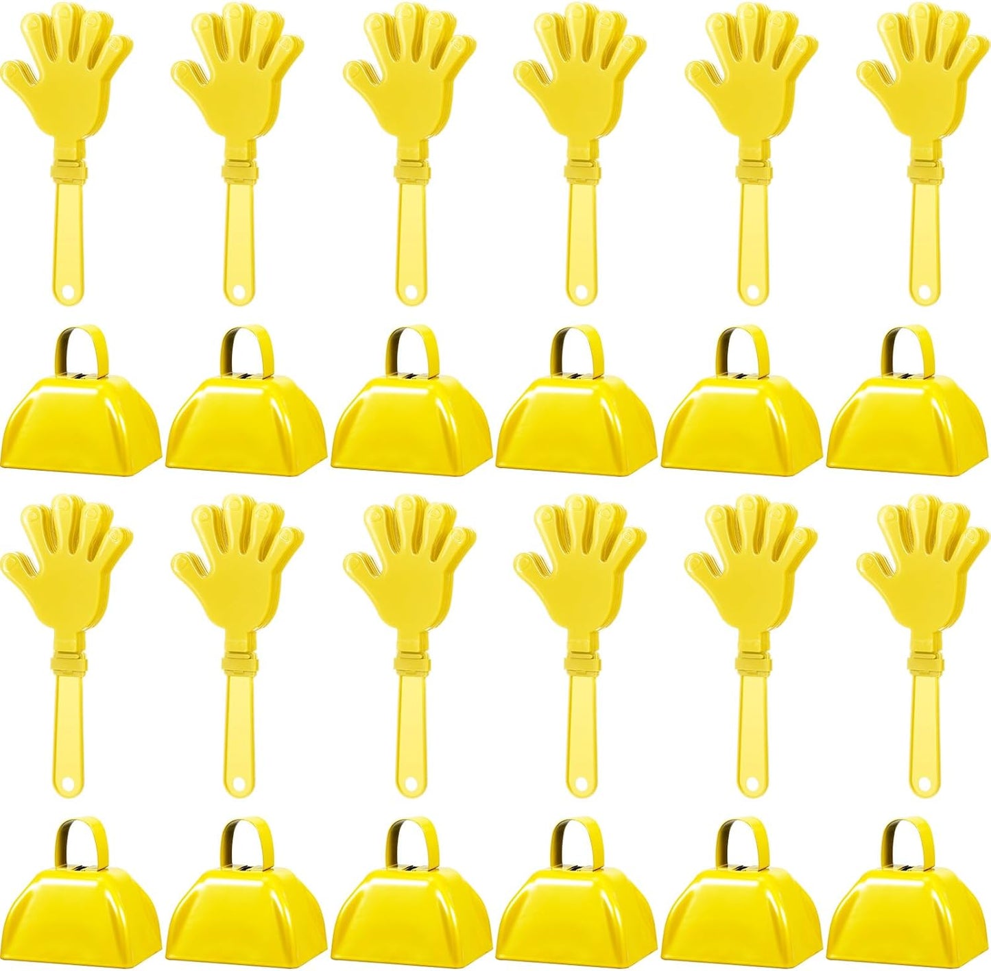24 Pcs Hand Clappers and Metal Cowbells Noise Makers Cheering Clappers Cow Bells Handle Cheers Dance Basketball Football Noise Makers Sporting Events Graduation School Sports Party (Purple)