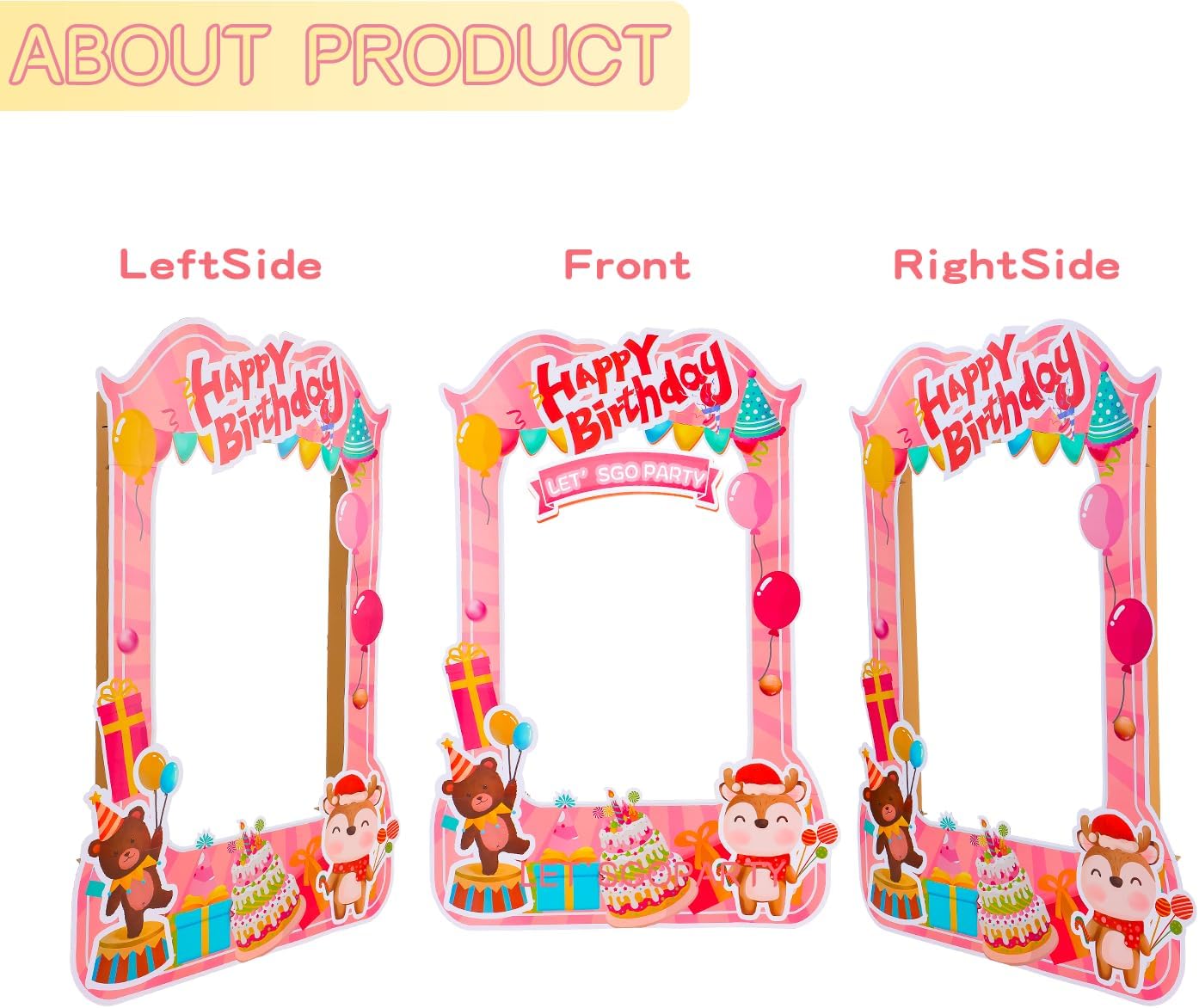 EARTHSON 6 Ft x 4 Ft Happy Birthday Photo Booth Box Photo Cutout Stand in Life-Size Cardboard Frame Prop for Birthday Party Supplies