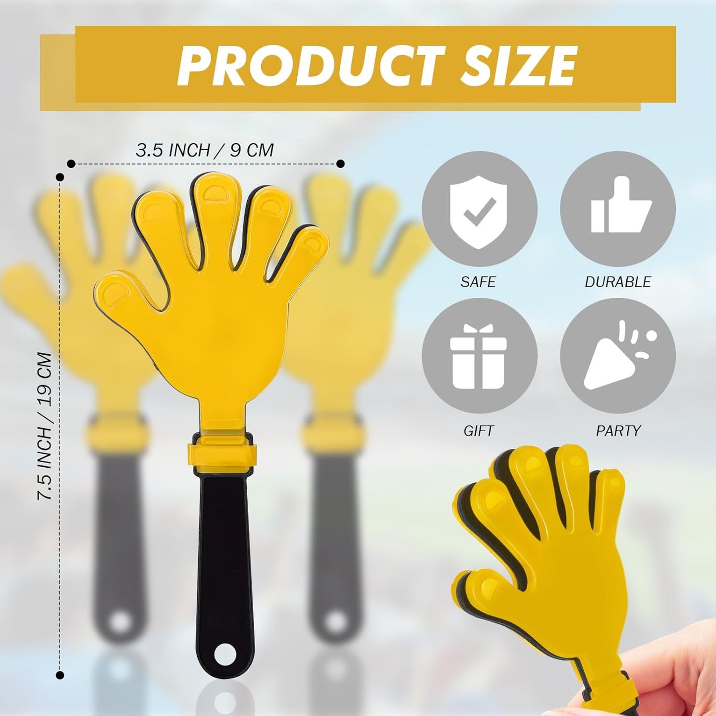 48 Pcs Cheerleading Pom Poms and Hand Clappers Noisemakers Set for Team Spirit Items Sporting Events Football Baseball Cheering Essentials Party Favors Dance（Yellow and Black）