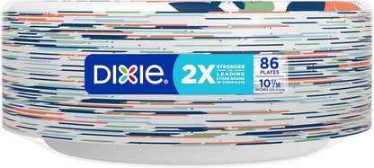 Dixie Large Paper Plates, 10 Inch, 150 Count, 2X Stronger*, Microwave-Safe, Soak-Proof, Cut Resistant, Disposable Plates For Everyday Breakfast, Lunch, & Dinner Meals