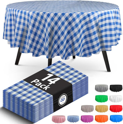 14 Pack Black 54 x 108 in. Rectangle Disposable Plastic Tablecloths - Smooth Decorative Covers for Parties, Weddings