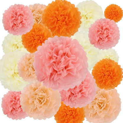 BestoFun 16 PCS Sage Green Party Decorations Tissue Paper Flowers Christmas Party Decors Hanging Pom Poms Decorations for Xmas New Year Winter Holiday Decorations