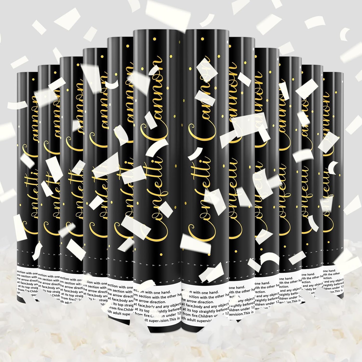 Confetti Cannon Gold Party Poppers 12 Inch Streamer Cannon 12 Pack Golden Party Poppers Shooters Foil Gold Popper Cannon Bulk for Wedding,Birthday,Graduation,New Year Celebration