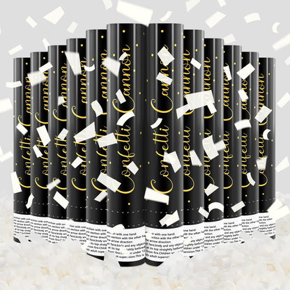 Confetti Cannon Gold Party Poppers 12 Inch Streamer Cannon 12 Pack Golden Party Poppers Shooters Foil Gold Popper Cannon Bulk for Wedding,Birthday,Graduation,New Year Celebration
