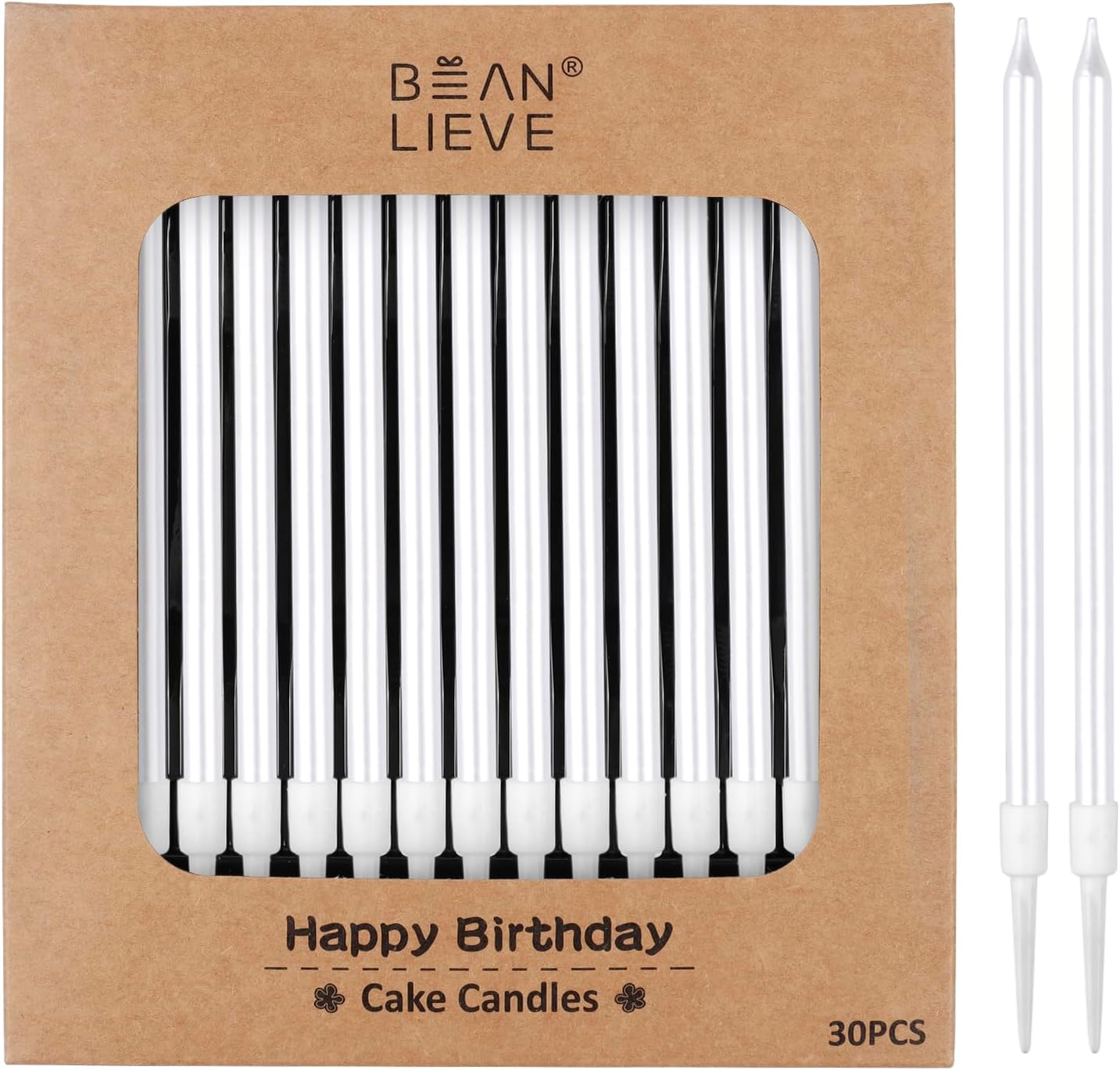 BEAN LIEVE 30-Count Champagne Gold Long Thin Metallic Birthday Candles, Cake Candles, Birthday Parties, Wedding Decorations, Party Candles, Cake Decorations