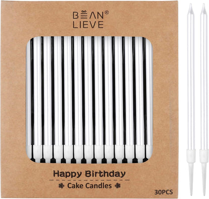 BEAN LIEVE 30-Count Champagne Gold Long Thin Metallic Birthday Candles, Cake Candles, Birthday Parties, Wedding Decorations, Party Candles, Cake Decorations
