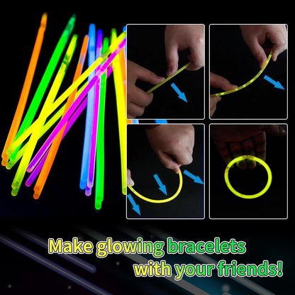 60 Pack 8” White Glow Sticks Bulk with 60 Connectors Neon Glow In The Dark Party favors Supplies for Holiday Birthday Party Decoration (White)