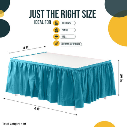Exquisite Ruffle Table Skirt Pink 6 Pack 14 Ft Long Table Skirts for Rectangle Tables 6ft Plus or Round Tables Skirts with Adhesive Strip for Gender Reveal Decor & Happy Birthday Parties
