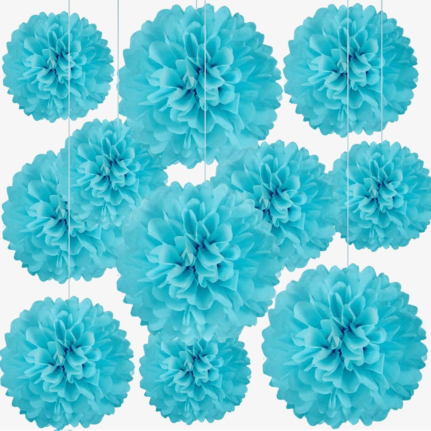 20 PCS Orange Tissue Paper Pom Poms, Tissue Pom Poms Flowers, Sizes of 6", 10", 12", 14" Hanging Paper Flower Ball for Wedding, Birthday, Halloween, Christmas, Baby Shower Party Decor