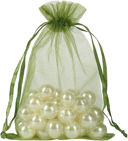 HRX Package 100pcs White Organza Bags, 4x6 inch Mesh Bags Drawstring Gift Bags Jewelry Pouches for Candy Wedding Favors Christmas