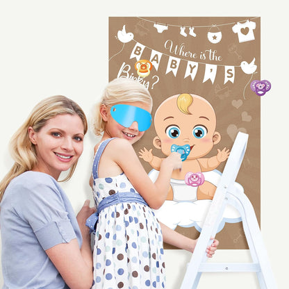 Pin The Crown on The Princess Party Games for Girls Princess Birthday Party with 24 Pcs Crowns, Large Princess Poster for Kids Girls Princess Birthday Party Princess Tea Party Decorations