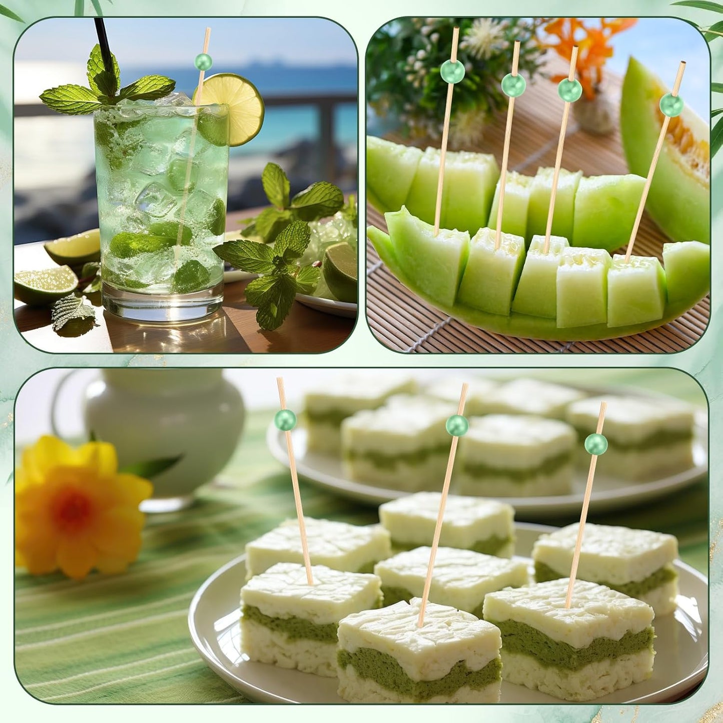 Reallnaive 600 Pcs Cocktail Pick Pearl Fancy Toothpick for Appetizer 4.7 Inch Long Skewer for Drink Fruit Food Bamboo Stick Wedding Bridal Shower Decoration Charcuterie Accessories (White)