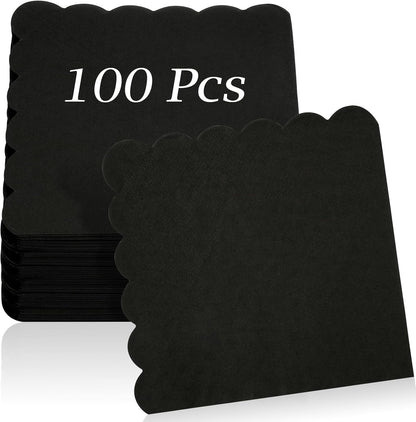 100 Pcs Cocktail Napkins, 2-Ply 5 x 5 Inches Disposable Scalloped Napkins, Thick Premium Dessert Napkins for Party, Wedding, Dinner, Birthday, Anniversary, Festival (Sage Green)