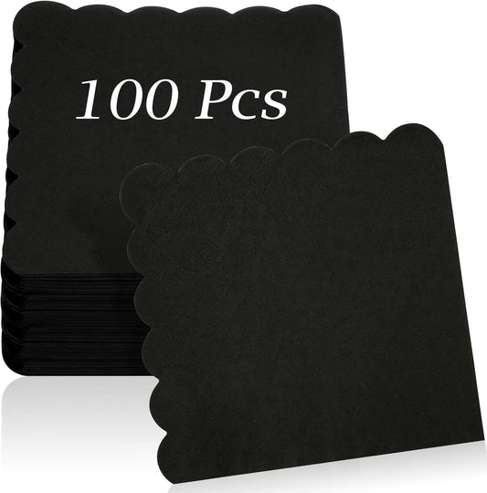 100 Pcs Cocktail Napkins, 2-Ply 5 x 5 Inches Disposable Scalloped Napkins, Thick Premium Dessert Napkins for Party, Wedding, Dinner, Birthday, Anniversary, Festival (Sage Green)