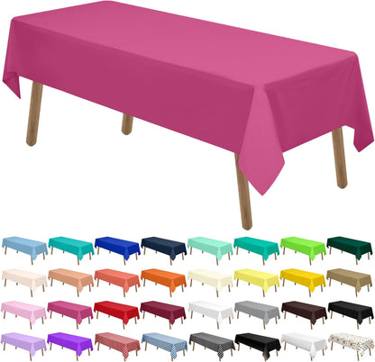 PARTY ULYJA White Plastic Tablecloths 2 Pack Disposable Table Covers 54 x 108 Inch Bridal Shower PEVA Vinyl Table Cloths for Picnic Birthday Wedding Banquet Parties 8 ft Rectangle Table Use