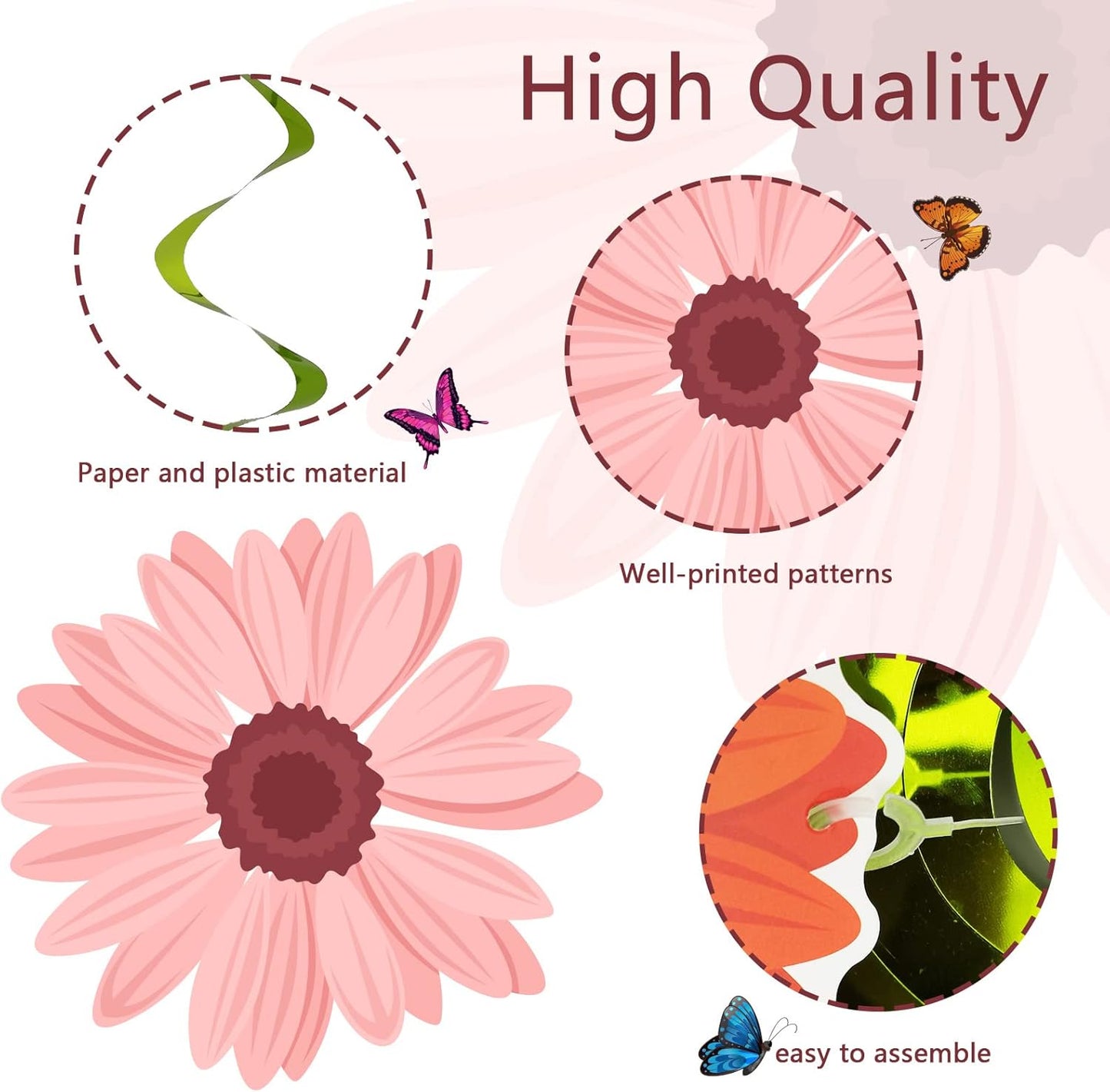 48 Pieces Spring Sun Flowers Butterfly Hanging Swirl Decorations Spirals Sunflower Party Streamers Wall Ceiling Hanging Supplies Favors Spring Summer Birthday Party Decorations