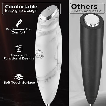Zulay Kitchen Powerful Milk Frother Wand With Duracell Batteries - Ultra Fast Handheld Drink Mixer - Electric Whisk Foam Maker for Coffee, Lattes, Cappuccino & Matcha - Z1 Motor - Black - Colors C