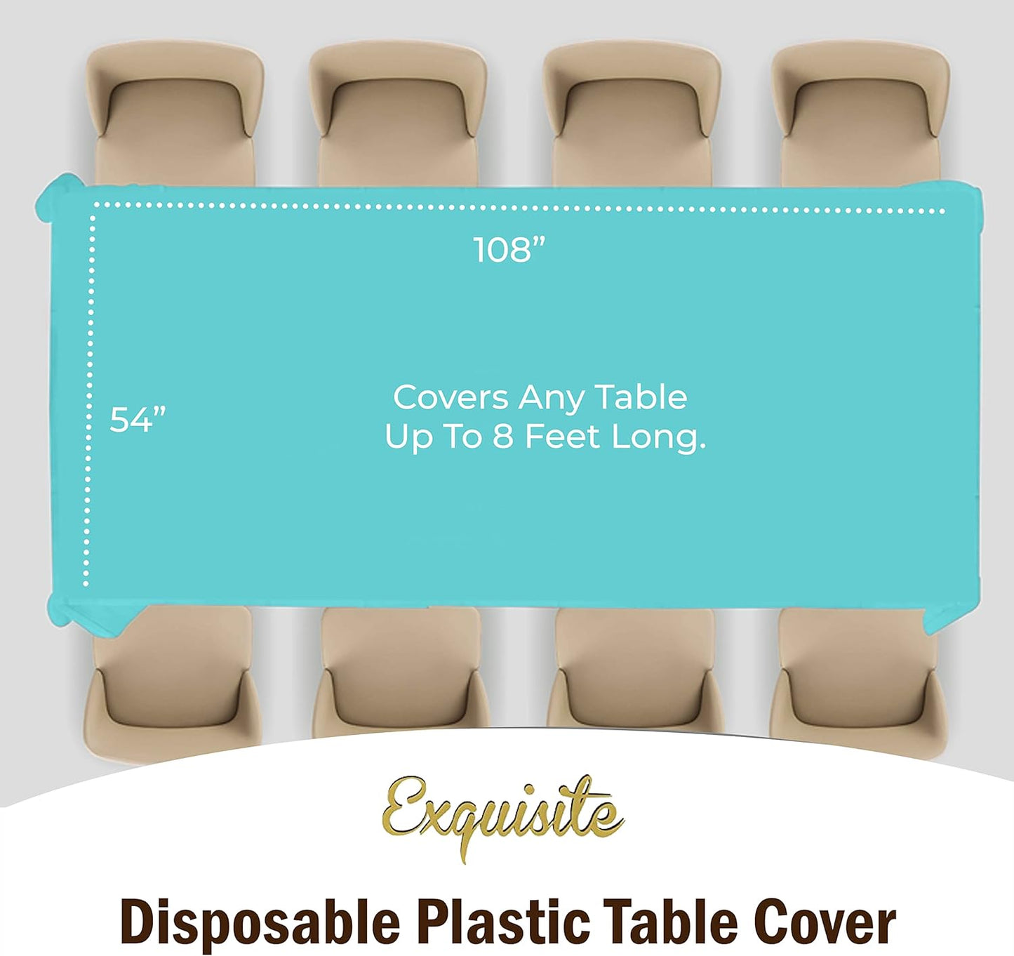Exquisite Party Solids 6-Pack Premium Plastic Tablecloth 54in. x 108in. Rectangle Plastic Table Cover - Navy