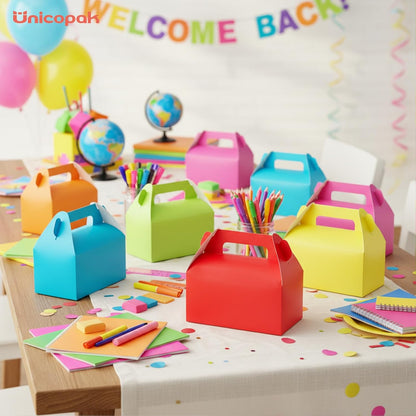 UnicoPak 30 Pack Party Favor Boxes Treat Boxes, White Gable Gift Boxes for Party Favors Goodies Cookies Treats Candies Meals Lunch, 6.5x3.5x3.5 Inches
