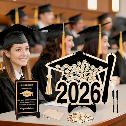 2026 Graduation Guest Book Alternative, Black Happy Graduation Party Decorations, Class of 2026 Congrats Graduates Signature Guestbook Gifts for College High School Students Friends Men Women