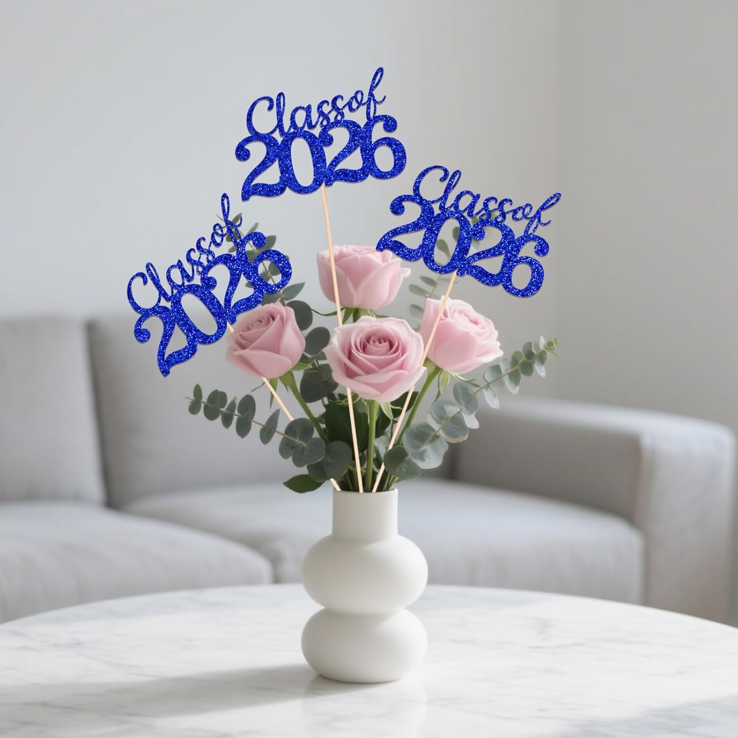 Gold Class of 2026 Double-sided Graduation Table Centerpieces, 12 Pcs Grad Party Decorations with Sticks, Graduation 2026 Party Supplies for Table Decor